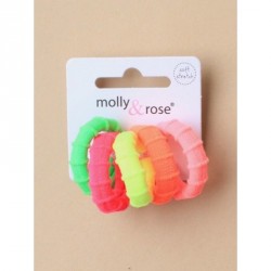 Hair Elastics - Card of 5 small neon coloured endless...