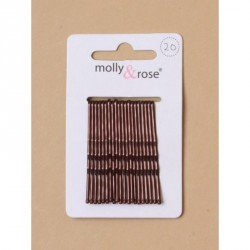 Hair Grip Slides - Card of 20 Brown enamel 45mm Kirby Grips