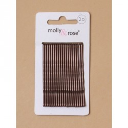 Hair Grip Slides - Card of 20 Brown enamel 65mm kirby grips