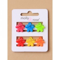 Hair Clamp - Card of 6 small brightly coloured daisy mini...