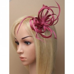 Fascinator Hair Clip - Cranberry looped hessian net and...