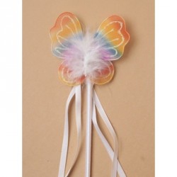 Dress Up Wand - Rainbow coloured net butterfly wand with...