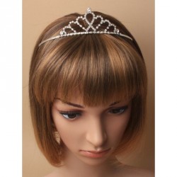 Tiara - Rhodium plated graduated hearts crystal tiara
