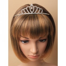 Tiara - Rhodium plated graduated arches crystal tiara