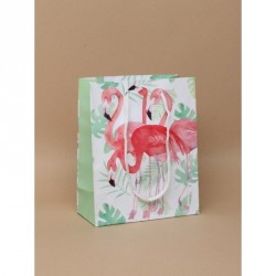 Gift Bag - Size : H15xW12xD6cm  Pink flamingo print gift...