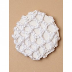 Hair Net - White shiny ribbon bun net 7cm diameter