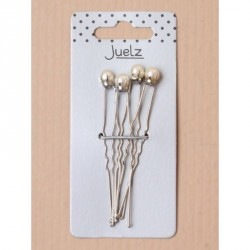 Hair Pin Grip Slides - Card of 4 Single Pearl Hairpins 6cm