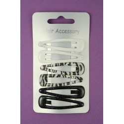 Click Clack Sleepies Hair Clips - card of 6 black and...