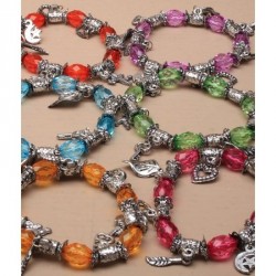 Bracelet - Stretch translucent bead and silv charm...