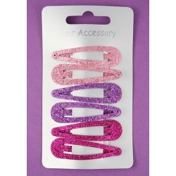 Click Clack Sleepies Hair Clips - card of 6 tonal pink...