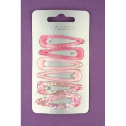 Click Clack Sleepies Hair Clips - card of 6 assorted pink...
