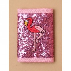 Wallet - Small size pink glitter wallet with embroidered...