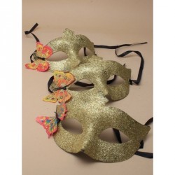 masquerade mask - Gold glitter masquerade mask with...