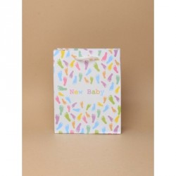 Gift Bag - Size : H15xW12xD6cm   White glossy New Baby...