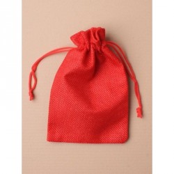 Organza Gift Bag - Size : 15x10cm Red imitation Jute...