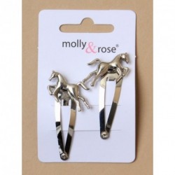 Click Clack Sleepies hair clips - card of 2 silv horse...