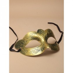 Masquerade Mask - Matt gold colour plastic brushed metal...
