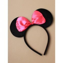 Headband - Black mouse ears with fuchsia pink satin bow...
