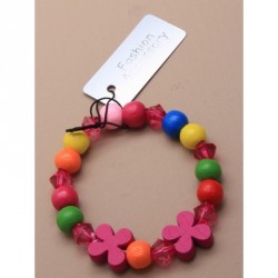Bracelet - Bright coloured wooden bead stretch bracelet