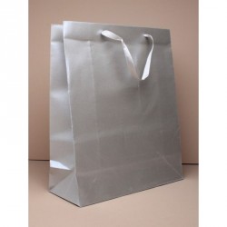 Gift Bag - Size : H30xW25xD10cm Silver Grey metallic gift...