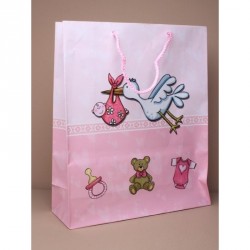 Gift Bag - Size : H32xW26xD10cm Pink Stork baby gift bag