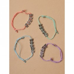 Bracelet - Adjustable coloured corded bracelet with Silv...