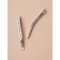 Hair Grip Slides - Card of 2 crystal silv 6cm grips