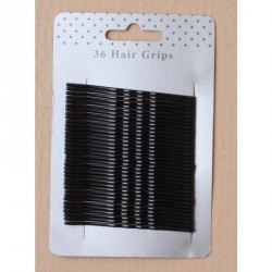 Hair Grip Slides - Card of 36 black enamel 65mm kirby grips