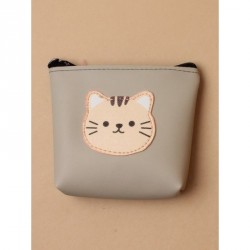 Coin Purse - Soft leather look fabric zip purse with Cat...