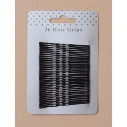 Hair Grip Slides - Card of 36 black enamel 55mm kirby grips