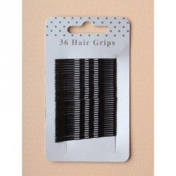 Hair Grip Slides - Card of 36 black enamel 45mm Kirby...