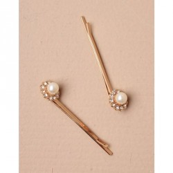 Hair Grip Slides - Pair of 55cm gilt grips with crystal...