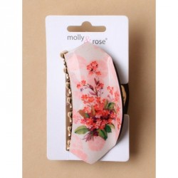 Hair Clamp - 9cm Floral Printed arched clamp In pink and...