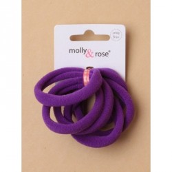 Hair Elastics - Card of 6 Thick purple jersey fabric...