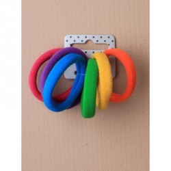 Hair Elastics - Card of 6 Bright coloured Jersey fabric...