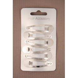 Click Clack Sleepies hair clips - card of 6 silver 5cm...