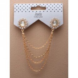Collar Pins - Crystal flower collar pins with cascading...