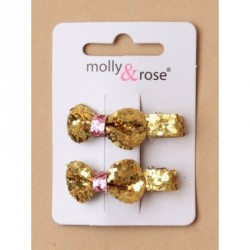 Hair Clips - Card of 2 mini chunky glitter bow 35cm beak...