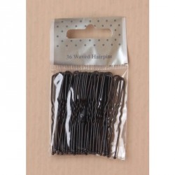 Hair Pin Grip Slides - 36 black enamel 50mm waved...