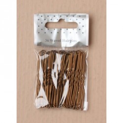 Hair Pin Grip Slides - 36 brown enamel waved 50mm...