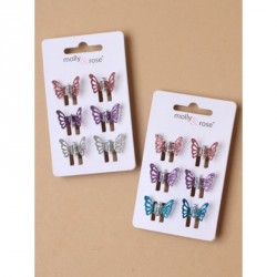 Hair Clamp - Card of 6 Glitter butterfly mini clamps
