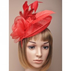 Headband -  Red large net and sinamay hatinator on a...