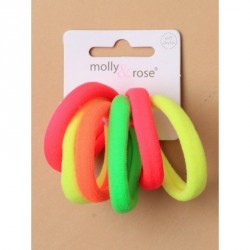 Hair Bobbles - Card of 6 Neon Coloured soft stretch...