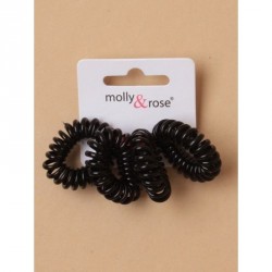 Tele-cord Hair Elastics - Card of 4 Small black telephone...