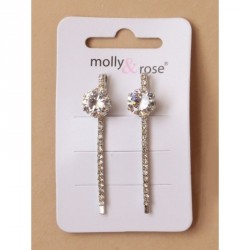 Hair Grip Slides - Card of 2 Silv 55cm grips with small...