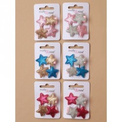 Hair Clips - Card of 2 matching glitter stars 35cm beak...