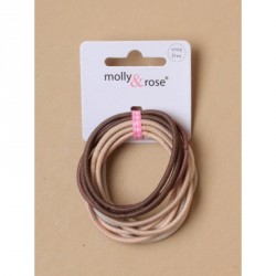 Hair Elastics - Card of 12 tonal neutral coloured thin...