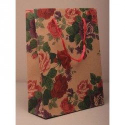 Gift Bag - Size : H20xW15xD6cm Floral print natural brown...