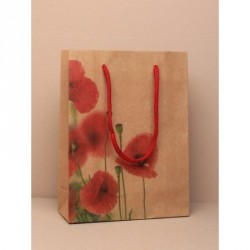 Gift Bag - Size : H20xW15xD6cm Natural brown poppy print...