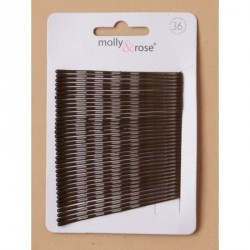 Hair Grip Slides - Card of 36 Brown enamel 65mm Kirby Grips